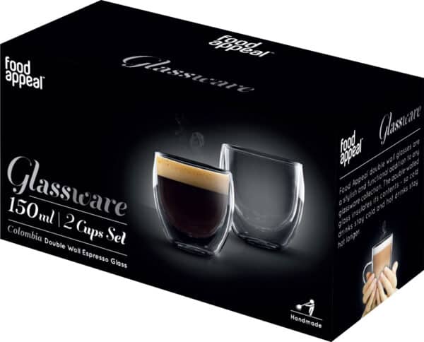 סט 2 כוסות דאבל 80 מ״ל Food Appeal Espresso Columbia פוד אפיל